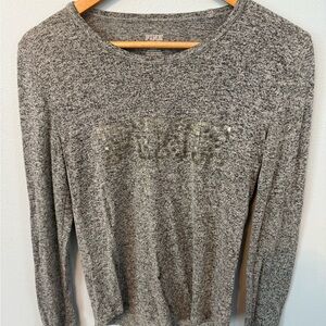 PINK Victoria's Secret Gray Marled Long-Sleeve Crew Sweatshirt, Medium